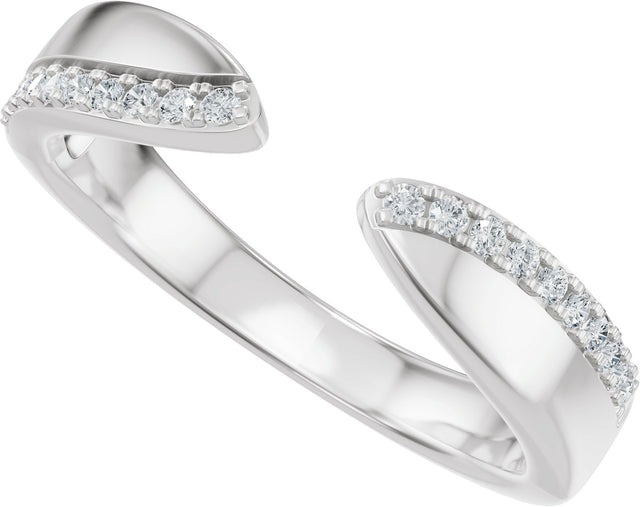 14K Gold Round Natural Diamond Accented Open Band - White Gold - view 5