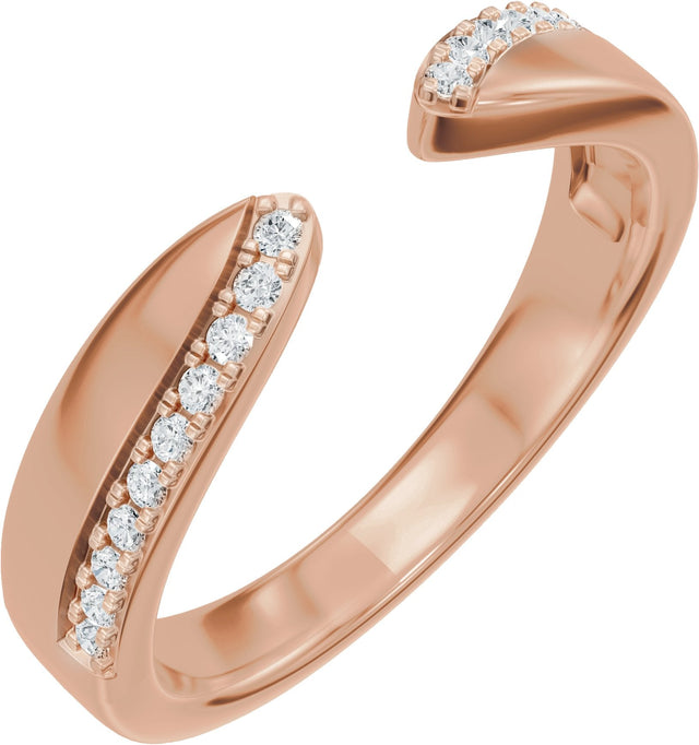 14K Gold Round Natural Diamond Accented Open Band - Rose Gold