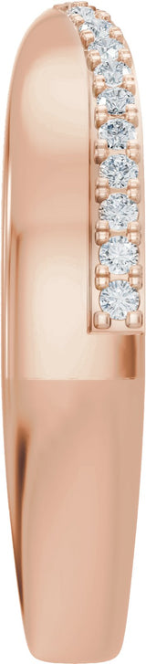 14K Gold Round Natural Diamond Accented Open Band - Rose Gold - view 4