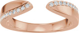 14K Gold Round Natural Diamond Accented Open Band - Rose Gold - view 3