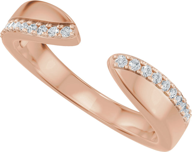 14K Gold Round Natural Diamond Accented Open Band - Rose Gold - view 5