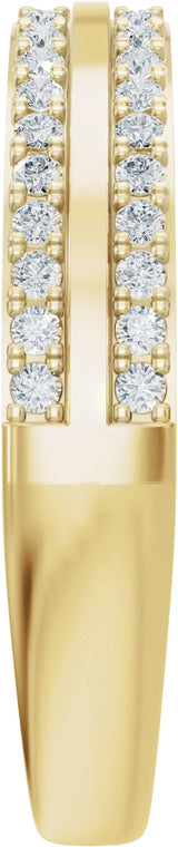 14K Gold Round Lab-Grown Diamond French-Set Accented Open Band – 1/4 CTW - Yellow Gold - view 4