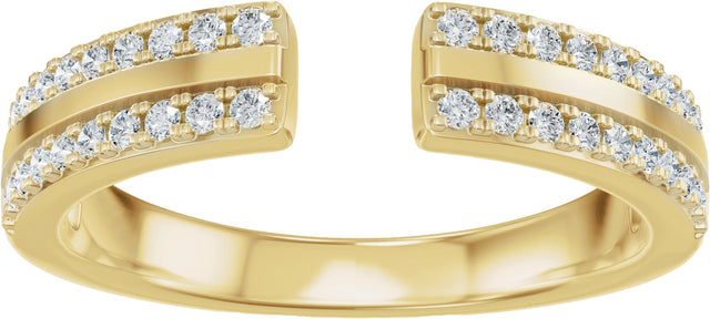 14K Gold Round Lab-Grown Diamond French-Set Accented Open Band – 1/4 CTW - Yellow Gold - view 3