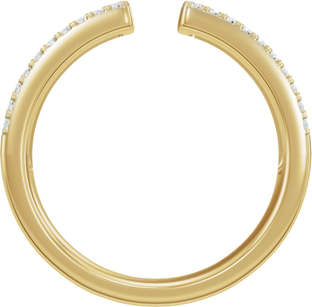 14K Gold Round Lab-Grown Diamond French-Set Accented Open Band – 1/4 CTW - Yellow Gold - view 2