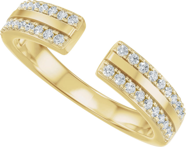 14K Gold Round Lab-Grown Diamond French-Set Accented Open Band – 1/4 CTW - Yellow Gold - view 5