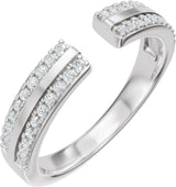 14K Gold Round Lab-Grown Diamond French-Set Accented Open Band – 1/4 CTW - White Gold