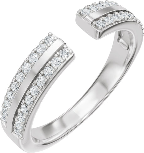 14K Gold Round Lab-Grown Diamond French-Set Accented Open Band – 1/4 CTW - White Gold