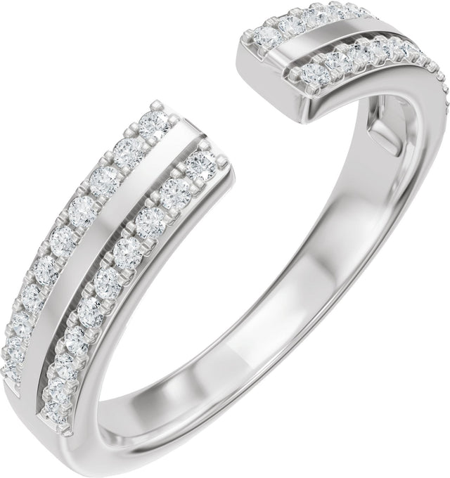 14K Gold Round Lab-Grown Diamond French-Set Accented Open Band – 1/4 CTW - White Gold
