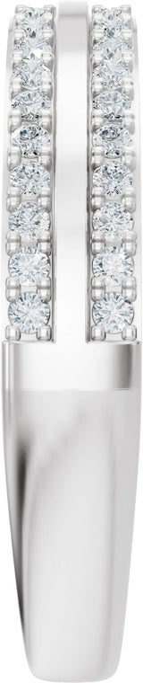 14K Gold Round Lab-Grown Diamond French-Set Accented Open Band – 1/4 CTW - White Gold - view 4