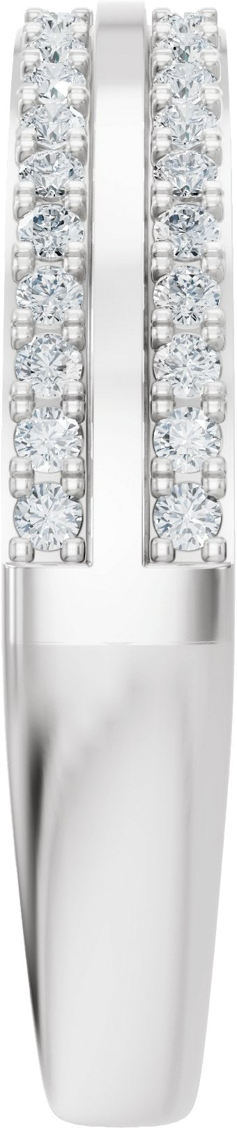 14K Gold Round Lab-Grown Diamond French-Set Accented Open Band – 1/4 CTW - White Gold - view 4