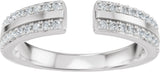 14K Gold Round Lab-Grown Diamond French-Set Accented Open Band – 1/4 CTW - White Gold - view 3