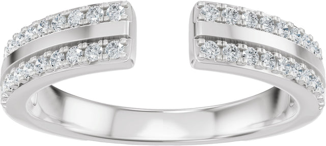 14K Gold Round Lab-Grown Diamond French-Set Accented Open Band – 1/4 CTW - White Gold - view 3