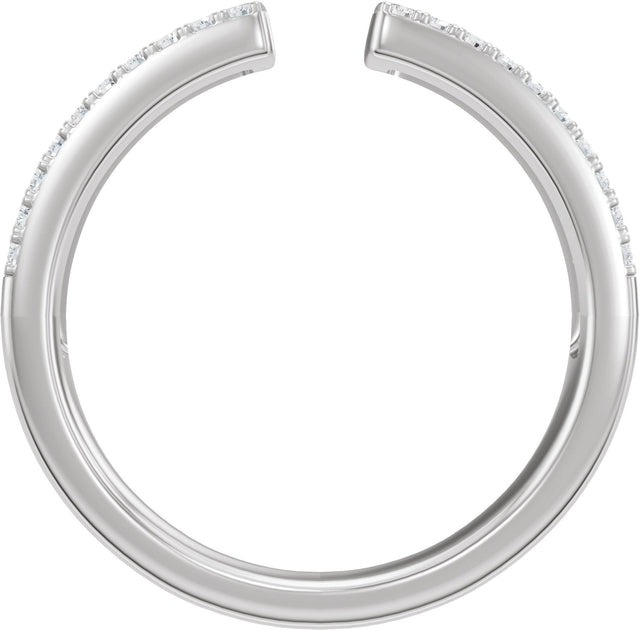 14K Gold Round Lab-Grown Diamond French-Set Accented Open Band – 1/4 CTW - White Gold - view 2