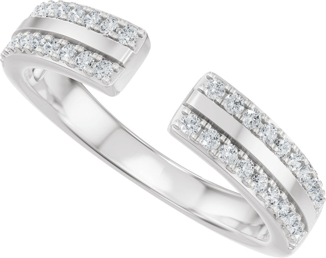 14K Gold Round Lab-Grown Diamond French-Set Accented Open Band – 1/4 CTW - White Gold - view 5
