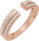 14K Gold Round Natural Diamond French-Set Accented Open Band – 1/4 CTW - Rose Gold