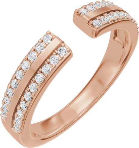 14K Gold Round Natural Diamond French-Set Accented Open Band – 1/4 CTW - Rose Gold