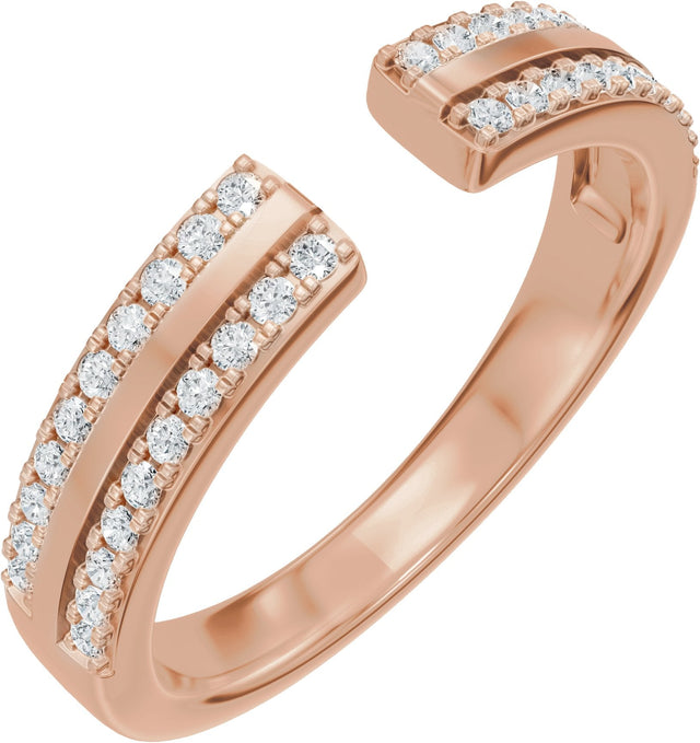 14K Gold Round Natural Diamond French-Set Accented Open Band – 1/4 CTW - Rose Gold