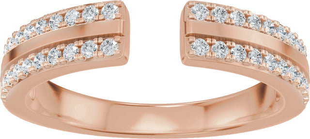 14K Gold Round Lab-Grown Diamond French-Set Accented Open Band – 1/4 CTW - Rose Gold - view 3
