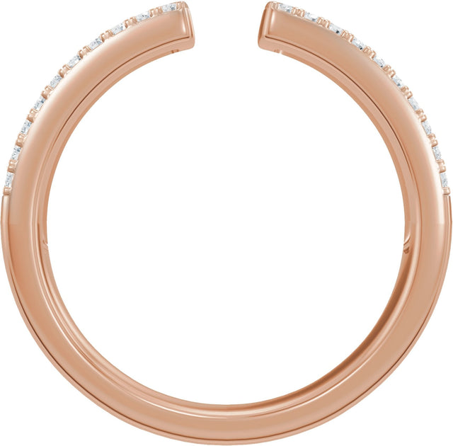 14K Gold Round Lab-Grown Diamond French-Set Accented Open Band – 1/4 CTW - Rose Gold - view 2