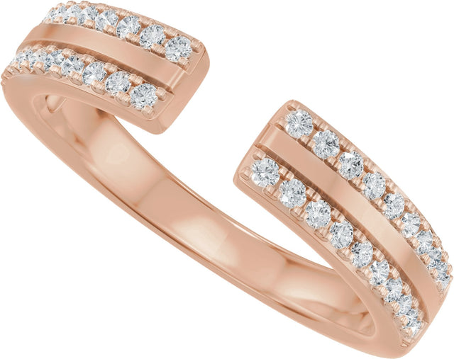14K Gold Round Lab-Grown Diamond French-Set Accented Open Band – 1/4 CTW - Rose Gold - view 5