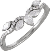 14K Gold Pear Natural Diamond Contour Band – 3.8x2.5mm - White Gold