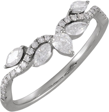 14K Gold Pear Lab-Grown Diamond Contour Band – 3.8x2.5mm - White Gold