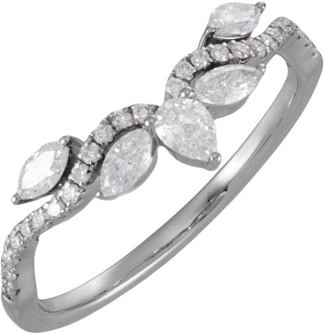 14K Gold Pear Lab-Grown Diamond Contour Band – 3.8x2.5mm - White Gold