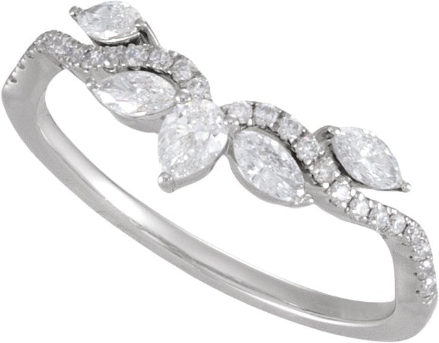 14K Gold Pear Lab-Grown Diamond Contour Band – 3.8x2.5mm - White Gold - view 4