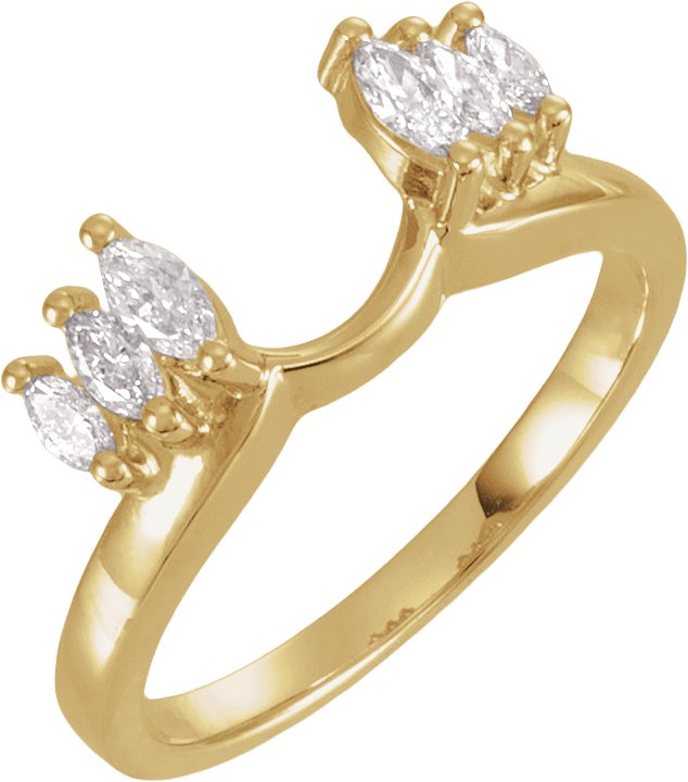 14K Gold Marquise Natural Diamond Wrap-Style Ring Enhancer – 4mm Stones - Yellow Gold