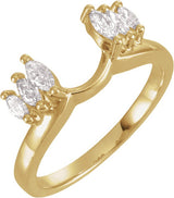 14K Gold Marquise Lab-Grown Diamond Wrap-Style Ring Enhancer – 4mm Stones - Yellow Gold