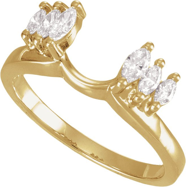 14K Gold Marquise Lab-Grown Diamond Wrap-Style Ring Enhancer – 4mm Stones - Yellow Gold - view 4