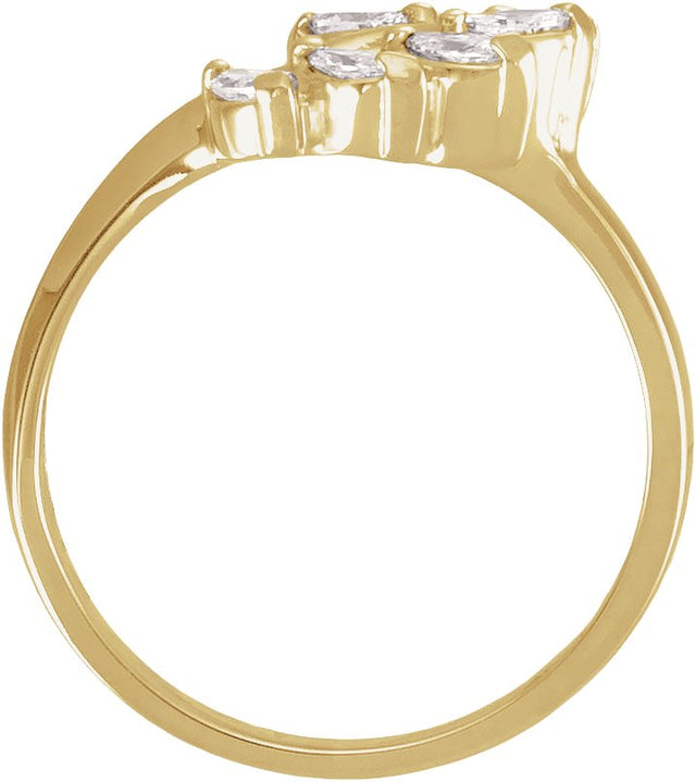 14K Gold Marquise Natural Diamond Wrap-Style Ring Enhancer – 4x2mm - Yellow Gold - view 2