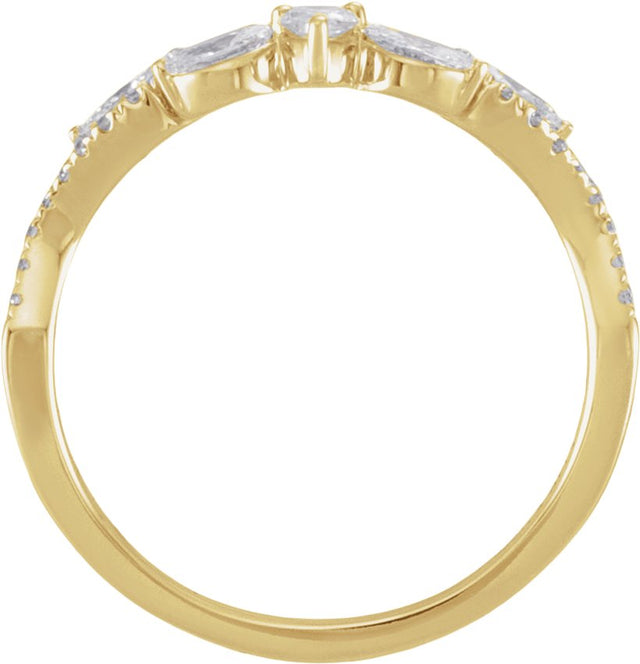 14K Gold Pear Lab-Grown Diamond Contour Band – 3.8x2.5mm - Yellow Gold - view 2