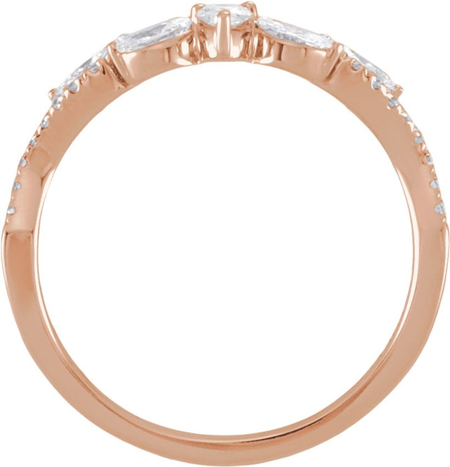 14K Gold Pear Lab-Grown Diamond Contour Band – 3.8x2.5mm - Rose Gold - view 2