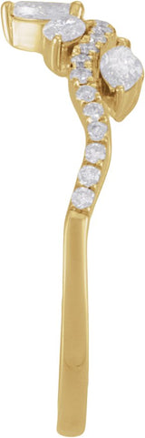14K Gold Pear Natural Diamond Contour Band – 3.8x2.5mm - Yellow Gold - view 3