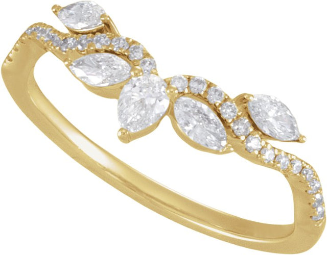 14K Gold Pear Lab-Grown Diamond Contour Band – 3.8x2.5mm - Yellow Gold - view 4