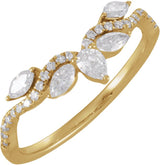 14K Gold Pear Lab-Grown Diamond Contour Band – 3.8x2.5mm - Yellow Gold