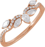 14K Gold Pear Lab-Grown Diamond Contour Band – 3.8x2.5mm - Rose Gold