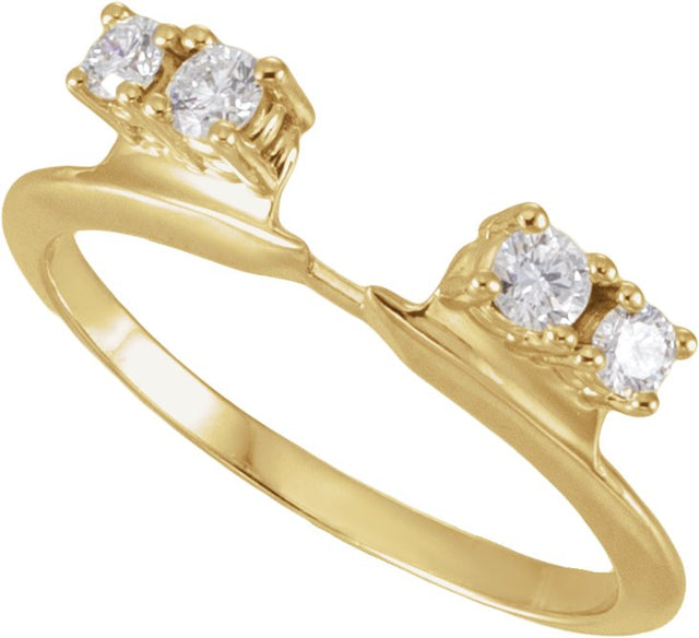 14K Gold Round Natural Diamond Wrap-Style Ring Enhancer - Yellow Gold - view 4