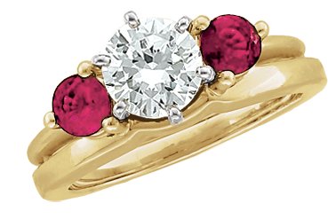 14K Gold Round Natural Ruby Wrap-Style Ring Enhancer - view 2