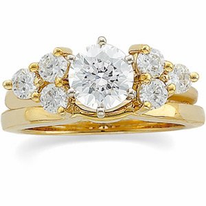 14K Gold Round Natural Diamond Wrap-Style Ring Enhancer – 2.2mm Stones - Yellow Gold - view 3