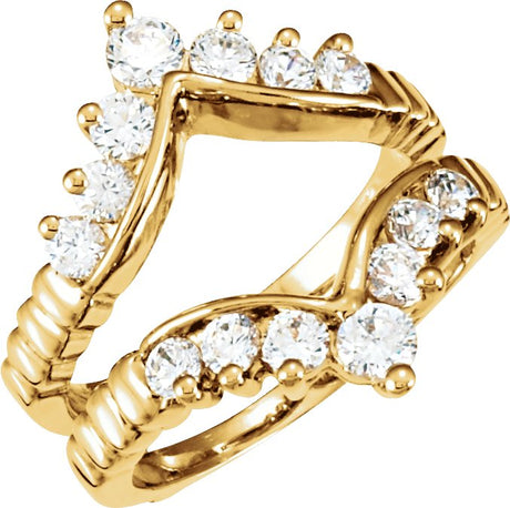 14K Gold Round Natural Diamond Ring Guard – 2.7mm Stones - view 2