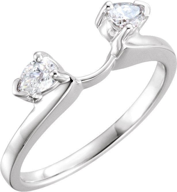 14K Gold Pear Natural Diamond Wrap-Style Ring Enhancer – 4x2.5mm - White Gold