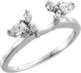 14K Gold Pear Natural Diamond Wrap-Style Ring Enhancer – 4x3mm - White Gold