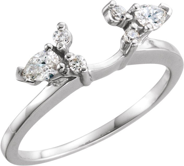 14K Gold Pear Natural Diamond Wrap-Style Ring Enhancer – 4x3mm - White Gold