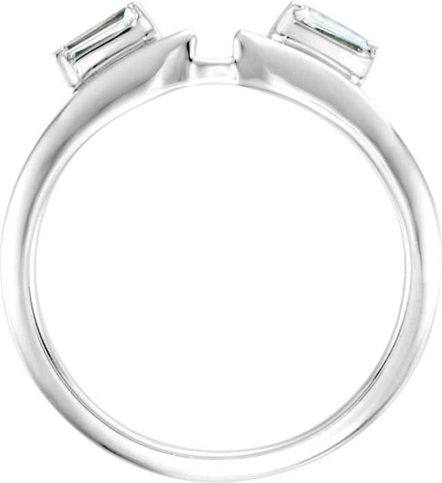 Platinum Tapered Baguette Natural Diamond Wrap-Style Ring Enhancer - view 5