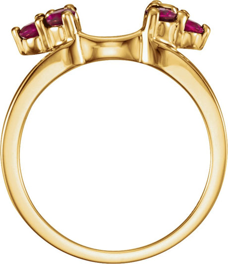 14K Gold Round Natural Ruby Wrap-Style Ring Enhancer – 2.8mm Stones - view 2