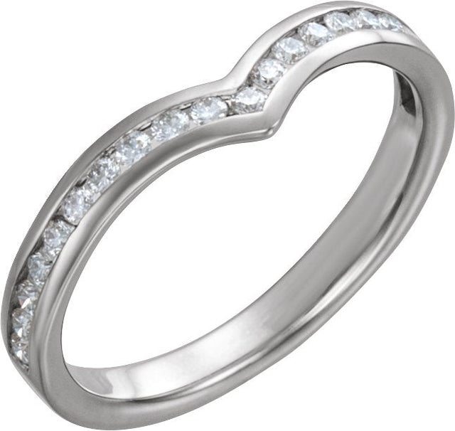 Platinum Round Lab-Grown Diamond Channel-Set V Contour Band - view 5