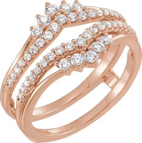 14K Gold Round Natural Diamond Ring Guard – 1/2 CTW - Rose Gold