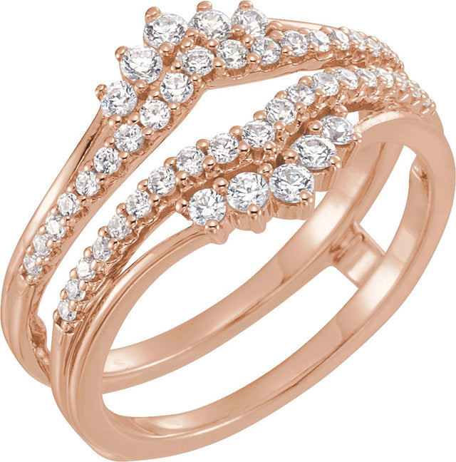 14K Gold Round Natural Diamond Ring Guard – 1/2 CTW - Rose Gold